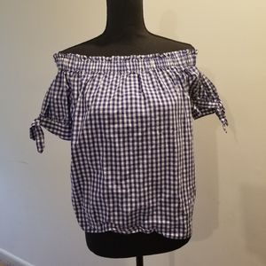 Checked blue and white country blouse